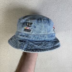 Vintage NASCAR Bucket Hat Denim Y2K 2000 Racing Hong Kong Made
